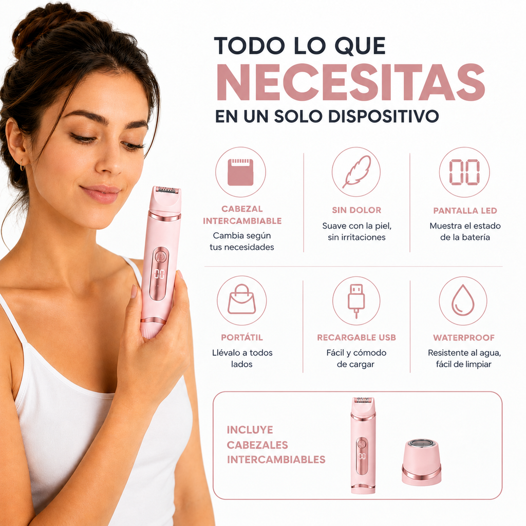 Depiladora eléctrica 2 en 1 SilkLux textos de beneficios 